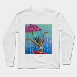 ballerina dancing in rain Long Sleeve T-Shirt